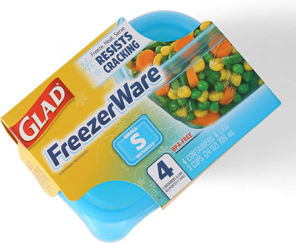 Food Storage Containers -  Freezerware Container - Small - 24 Ounce - 4 Containers