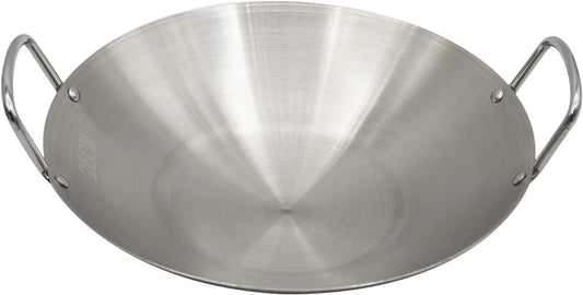 Stainless Steel Wok 10 Inch/ 26Cm, round Bottom Dual- Handled Heavy Wok, Traditional Canton Style Frying Pan Multi- Cooking Wok Stir Fry Pan for Kitchen Restaurant Home (Small)