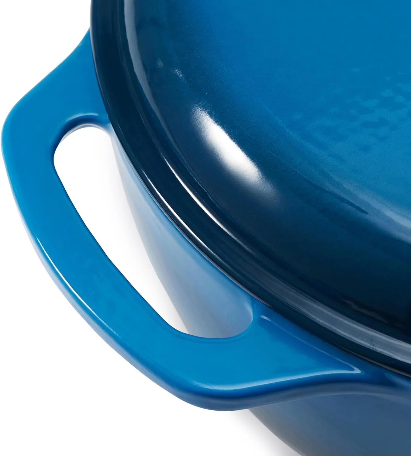 Enameled Cast Iron Dutch Oven Pot with Lid, Round, Dual Handles, Heavy-Duty, Oven Safe for Baking, Roasting, Stews, 6-Quart, Blue