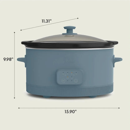 6.0 Qt Programmable Slow Cooker, Ceramic Nonstick Coating, Adjustable Temperature & Cooking Times, Dishwasher Safe Stoneware Pot & Tempered Glass Lid, Tangle Free Cord Wrap, Surf