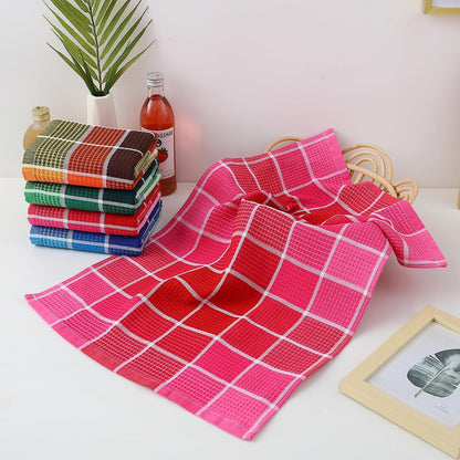 Bright Large Kitchen Towels, 4-Pack, 16 Inch X 26 Inch Buffalo Check Dish Towels for Washing Drying Dishes, Colorful Waffle Design Tea Towel Bar Towel, Buffalo