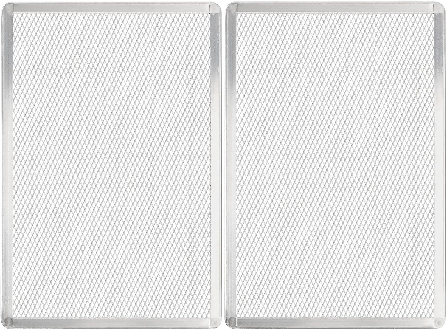 Pizza Screen 11 X 16 Inch 2 Pack Rectangular Aluminum Pizza Pan Restaurant-Grade Flatbread Screen Pizza Crisper Pan,Oven-Safe