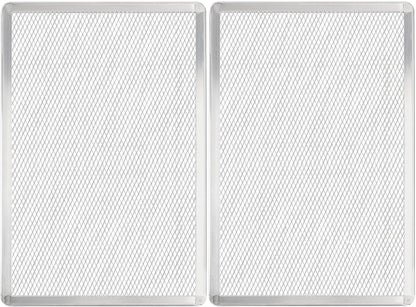 Pizza Screen 11 X 16 Inch 2 Pack Rectangular Aluminum Pizza Pan Restaurant-Grade Flatbread Screen Pizza Crisper Pan,Oven-Safe