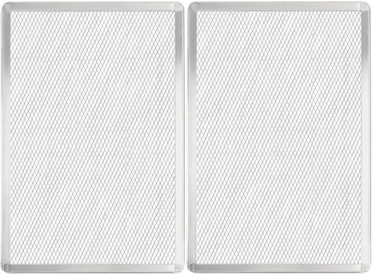 Pizza Screen 11 X 16 Inch 2 Pack Rectangular Aluminum Pizza Pan Restaurant-Grade Flatbread Screen Pizza Crisper Pan,Oven-Safe
