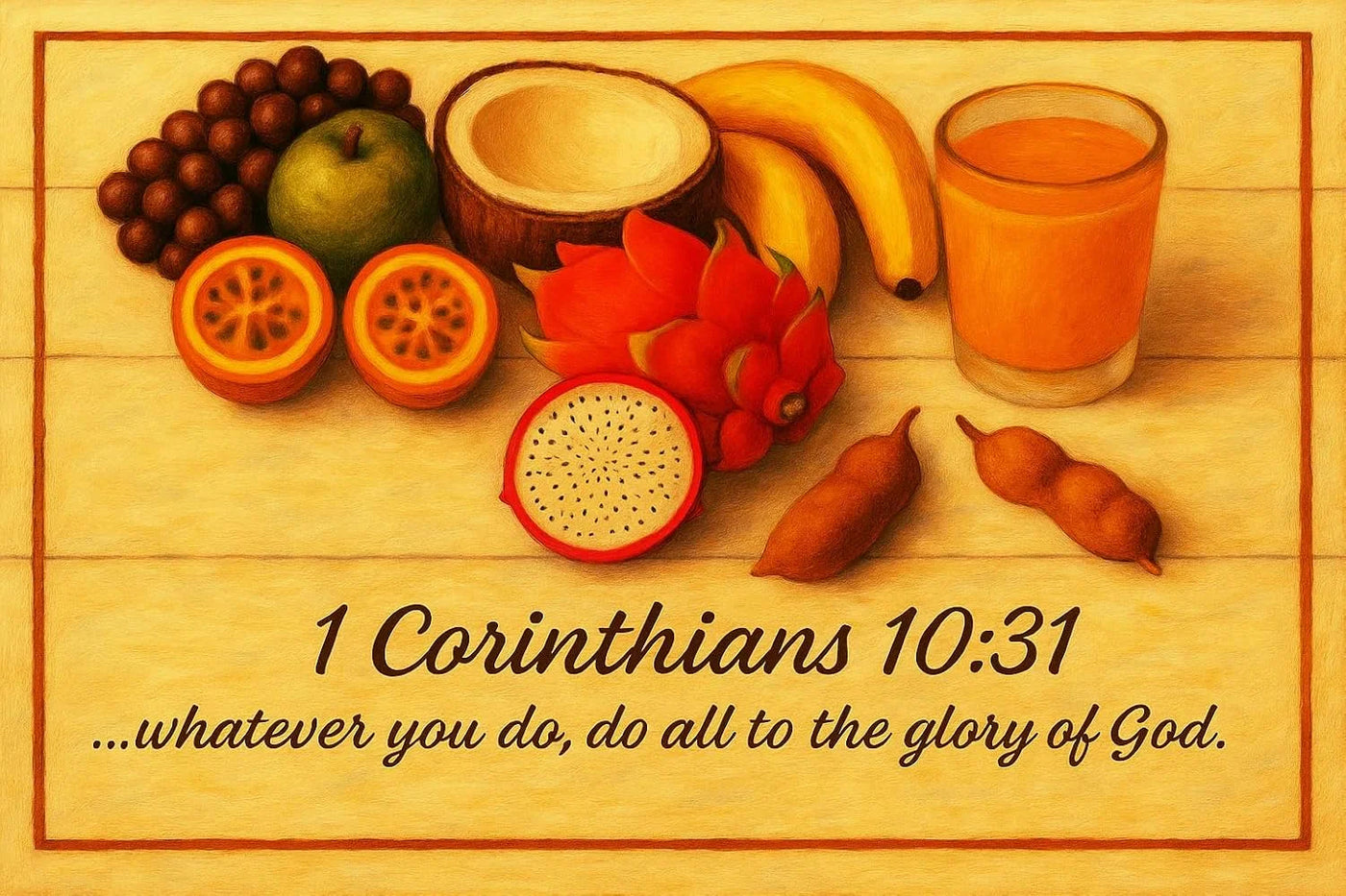 Bible Verse Placemats, 1 Corinthians 10 31, Set of 6, Cork Backed Wood Table Mats, Heat Resistant Christian Scripture Dining Decor, Large 15.7 X 11.4 Inch, Durable and Easy to Clean