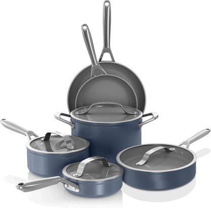 Ninja cookware set with nonstick pots, pans, and lids for everyday cooking and kitchen organization