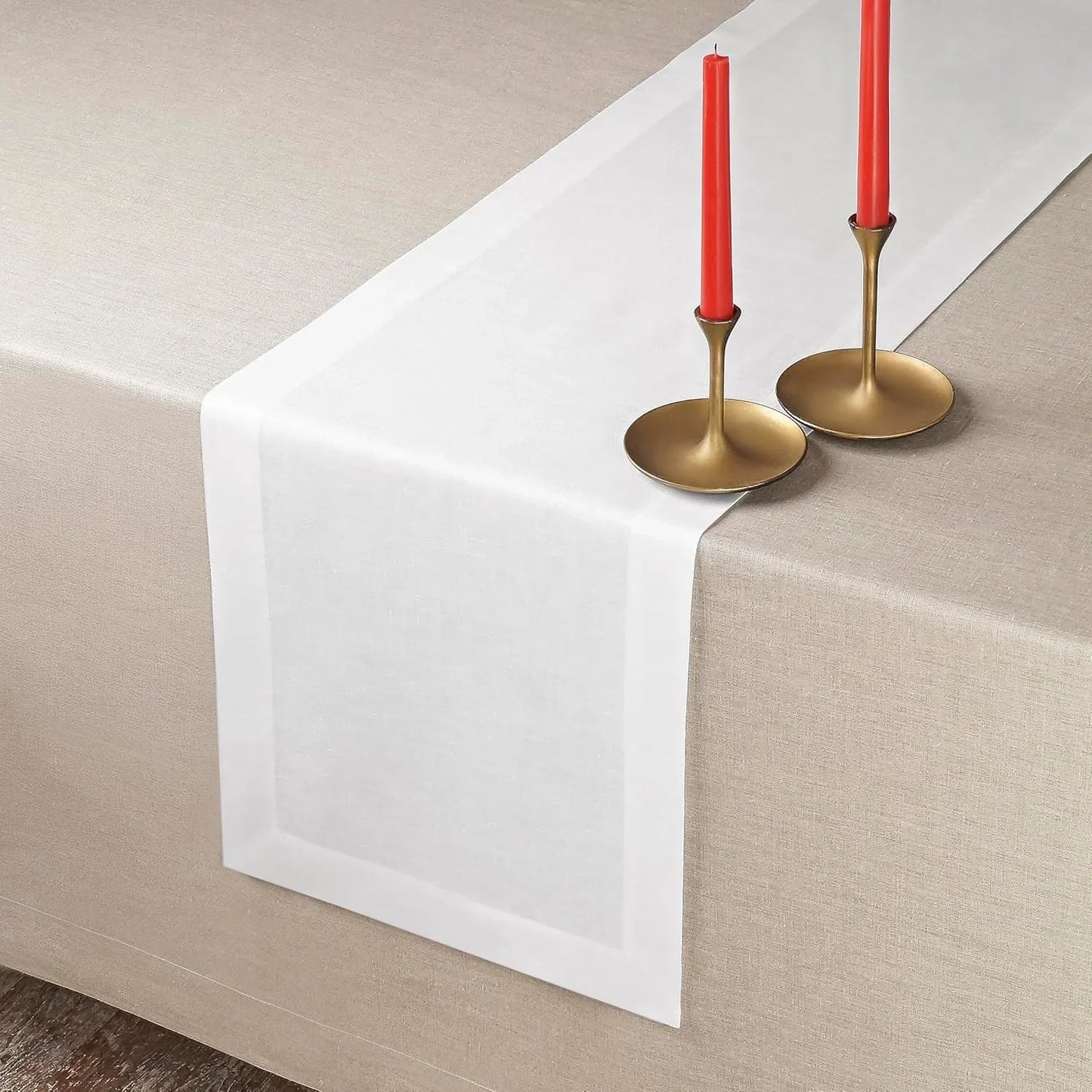 Linen White Table Runner 108 Inches Long - 100% Pure Linen Dining Table Runner 14 X 108 Inch for Mothers Day, Spring - Machine Washable