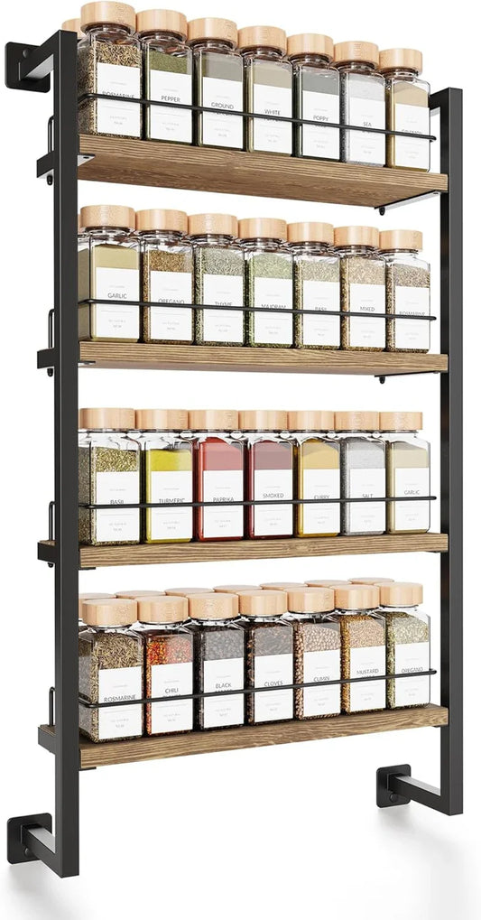 Space Saving Spice Rack Organizer Shelf for Wall Mount - Easy to Install Modern Hanging Racks for up to 56 Jars - Perfect Seasoning Organizer for Your Kitchen