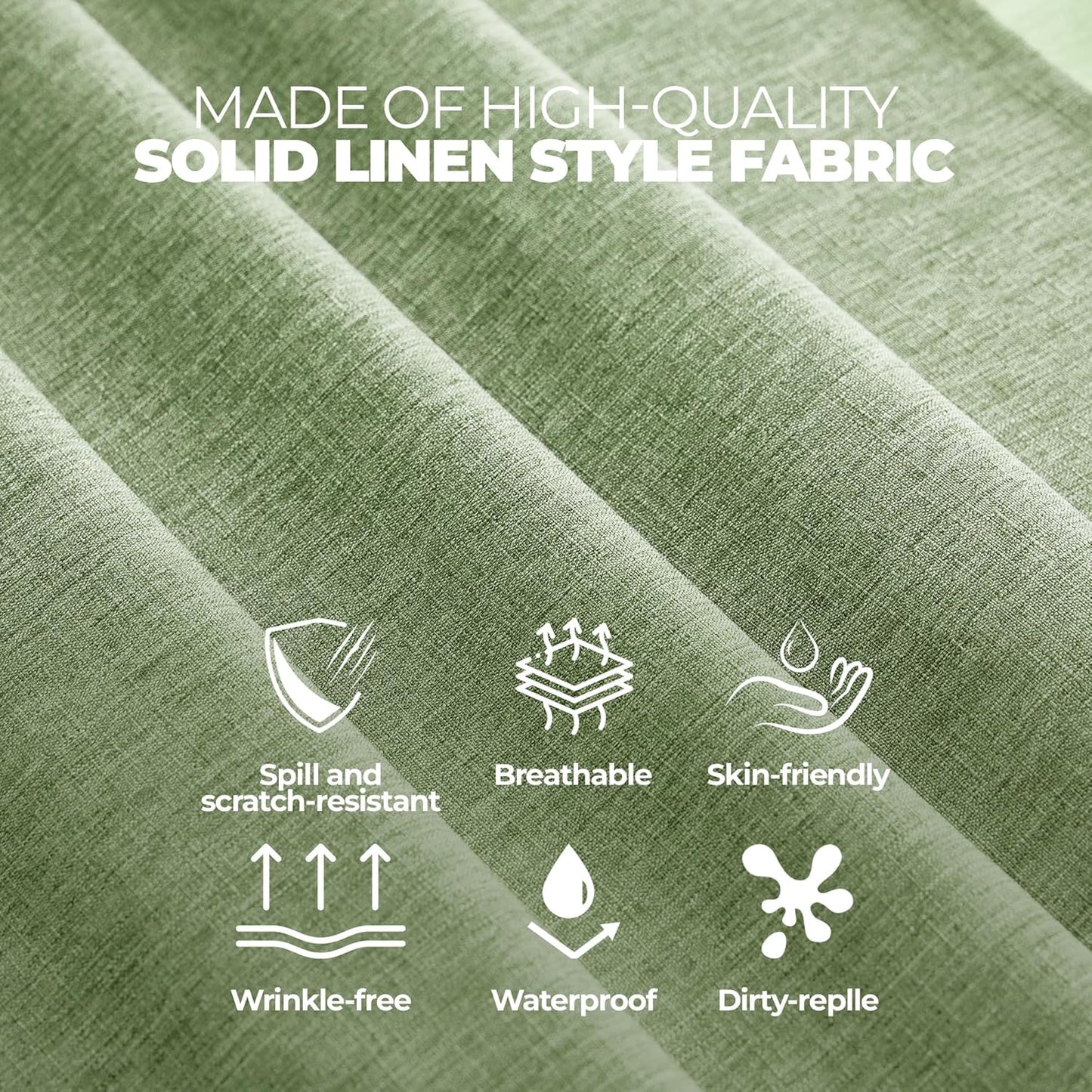 Faux Linen round Tablecloths 60 Inch, Waterproof Decorative Washable Texture Rustic Circle Table Cloth Cover for Dining Kitchen Party Farmhouse Outdoor(Round (2-4 Seats),Sage Green)