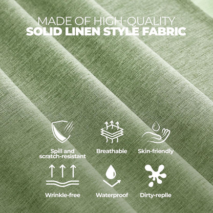 Faux Linen round Tablecloths 60 Inch, Waterproof Decorative Washable Texture Rustic Circle Table Cloth Cover for Dining Kitchen Party Farmhouse Outdoor(Round (2-4 Seats),Sage Green)