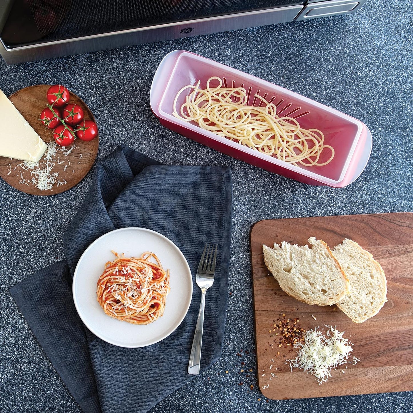 Microwave Pasta Cooker, 6.4 Cup, Red