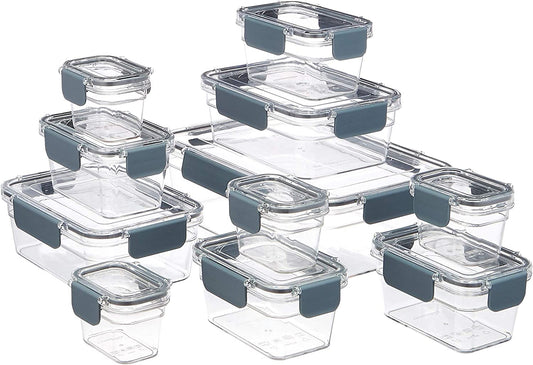 Tritan Plastic Food Storage Containers with Airtight Locking Lids, 11 Containers, Clear, 22-Piece Set