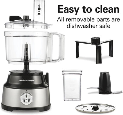 Food Processor & Vegetable Chopper for Slicing, Shredding, Mincing, and Puree, 10 Cups + Easy Clean Bowl Scraper, Black and Stainless Steel (70730)