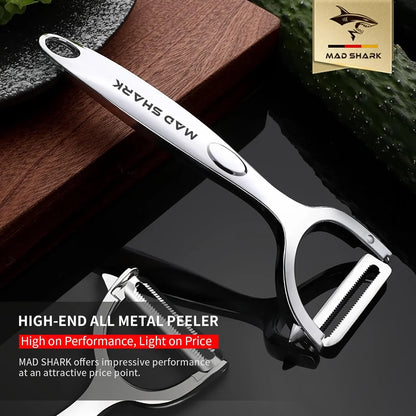 Ultra Sharp Vegetable Peelers for Kitchen 10 Years No Rust Stainless Steel Serrated Potato Peeler Easy to Use Y Peeler with Durable Non-Slip Ergonomic Grips for Carrots, Fruits, Veggie