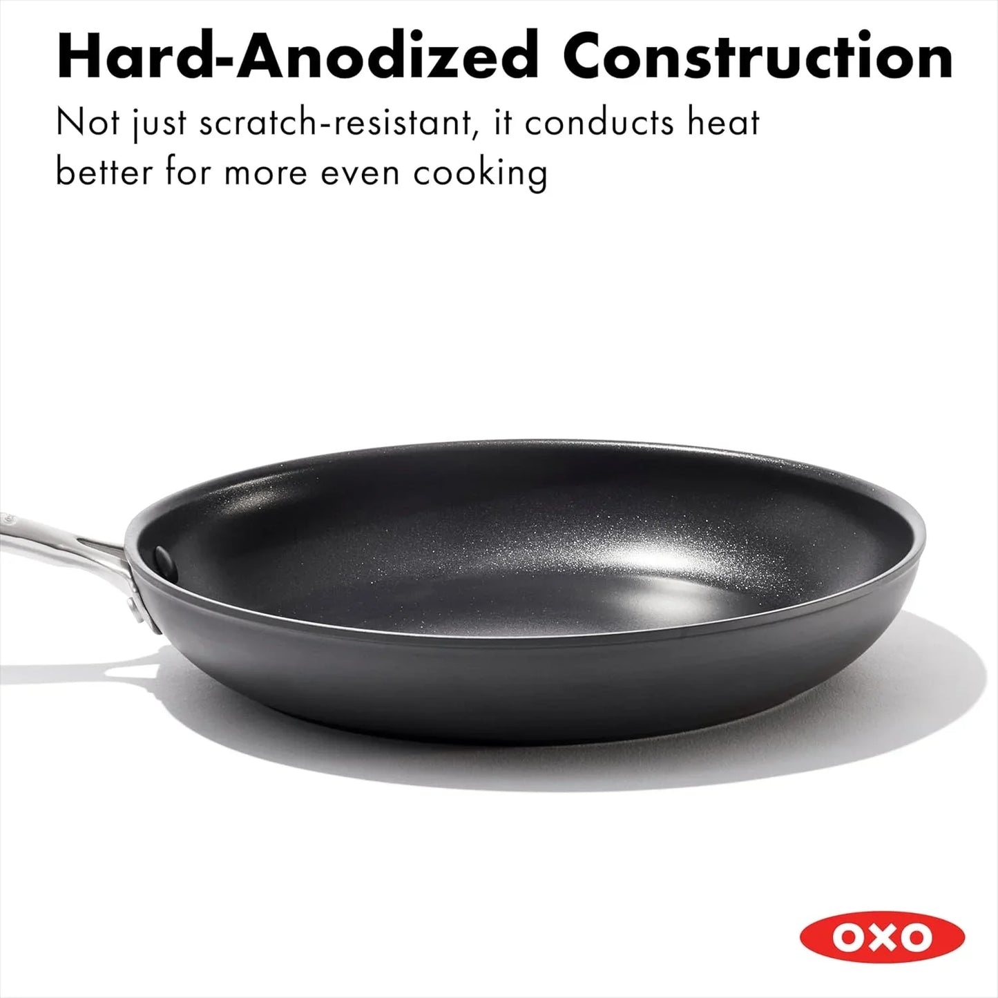 Enhanced 10" Frying Pan Skillet, Pfas-Free Ceramic Nonstick, Durable Hard Anodized Cookware, Scratch Resistant, Stainless Steel Handle, Good Grips, Dishwasher Safe, Oven Safe, Black