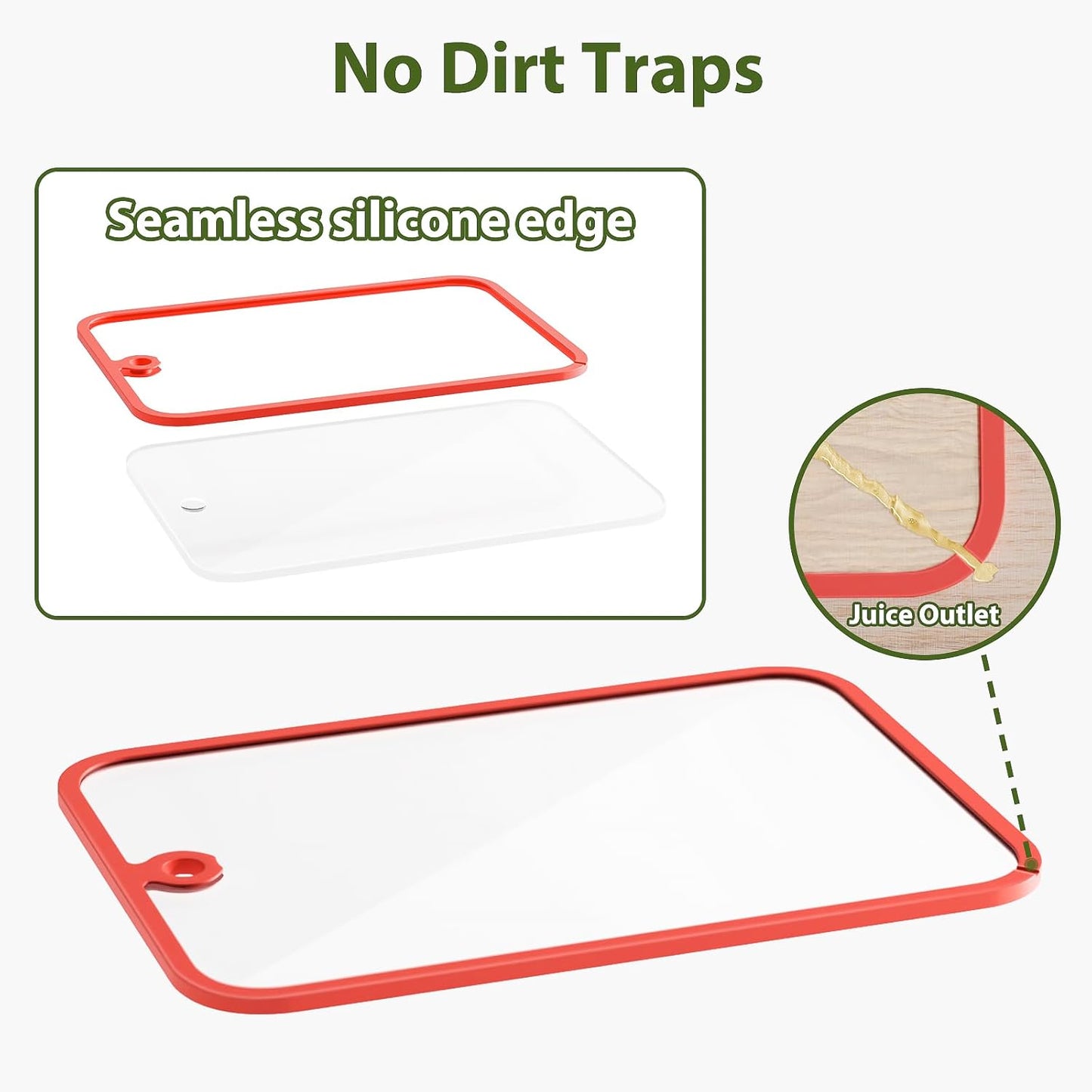 Cutting Board,  Glass Cutting Boards for Kitchen, 2Pcs Chopping Board Set with Non-Slip Edges & Hanging Hole, Dishwasher- Safe Clear Cutting Board for Countertop, Meal Prep & Serving