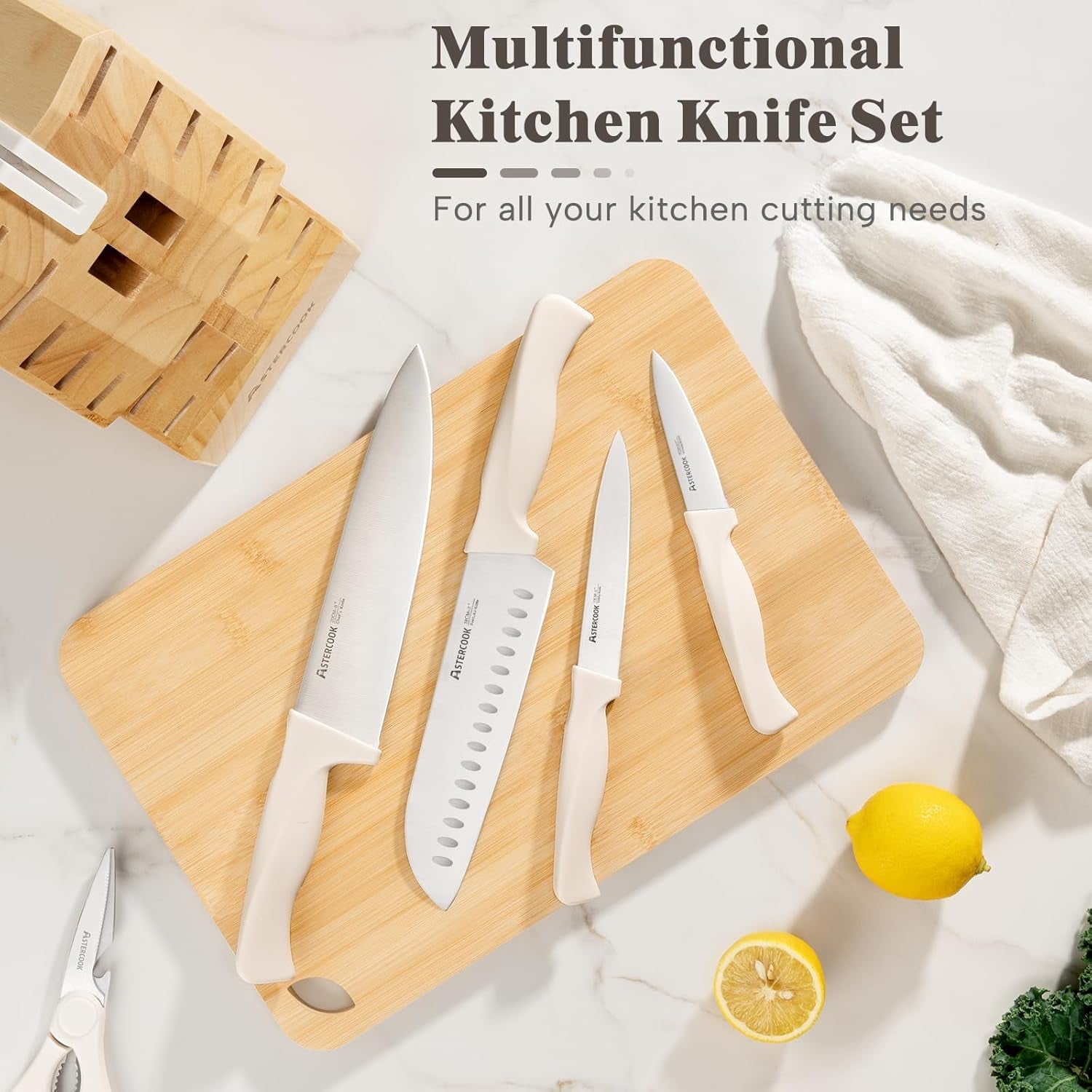 Knife Set,  22-Piece Kitchen Knife Set with Block & Built-In Sharpener, Ultra-Sharp High Carbon Stainless Steel Knives, Dishwasher Safe, Ergonomic Anti-Slip Handle, Valentine'S Gift