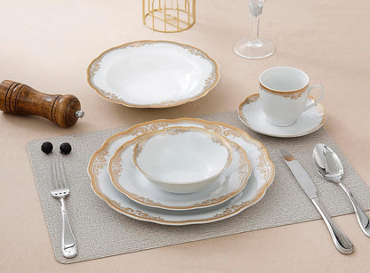 Catherine 24 Piece Porcelain Dinnerware Set, Gold
