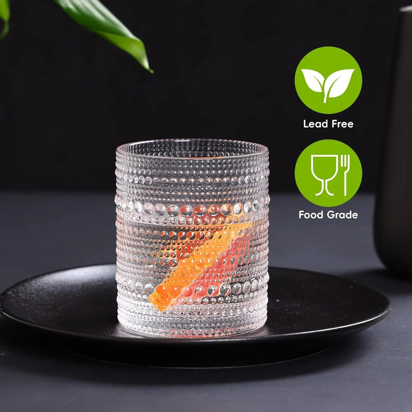 Hobnail Drinking Glasses Set of 12, 12 Oz Highball Glasses & 10 Oz Cocktail Glasses, Clear Embossed Boho Glass Cups Kitchen Bar Tumbler Glassware Set for Whiskey, Beer, Juice, Milk