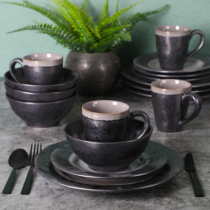 Gibson Dragonstone 16 Pc Dinnerware Set Grey Stoneware, Gray -