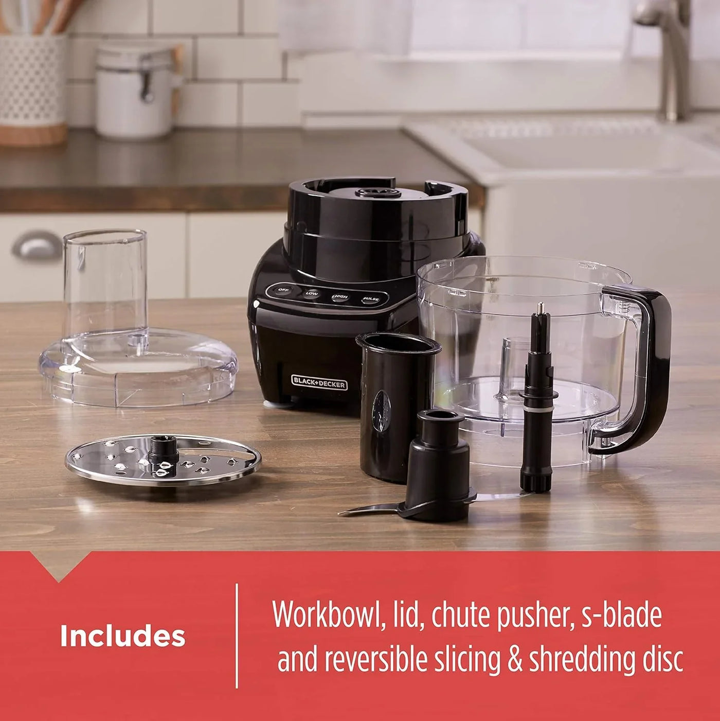 3-In-1 Easy Assembly 8-Cup Food Processor, Stainless Steel S-Blade, Easy-Clean, Touchpad Controls Black