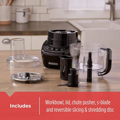 3-In-1 Easy Assembly 8-Cup Food Processor, Stainless Steel S-Blade, Easy-Clean, Touchpad Controls Black