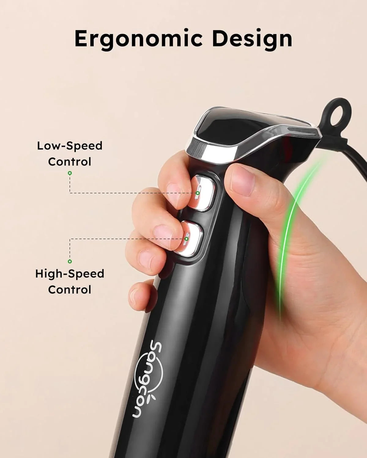 Immersion Blender Handheld, 3-In-1 Hand Blender Electric, 400W Handheld Licuadora De Mano, Stainless Steel Blade Stick Mixer with Whisk, Milk Frother Attachments - Black