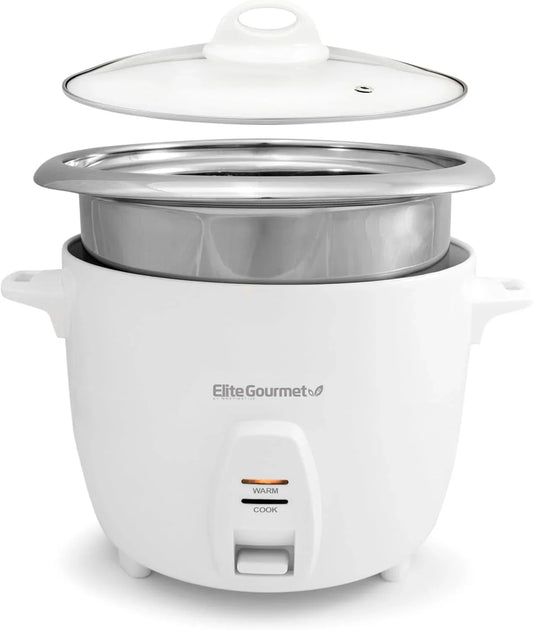 ERC-2020 Electric Rice Cooker with Stainless Steel Inner Pot Makes Soups, Stews, Grains, Cereals, Keep Warm Feature, 20 Cups Cooked (10 Cups Uncooked), White
