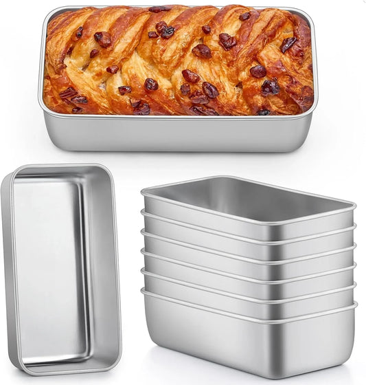 Loaf Pan Set, 9 X 5 Inch Bread Pans, Stainless Steel Loaf Toast Baking Pans for Bread Meatloaf Lasagna Cake, Healthy & Non Toxic, Oven Safe& Easy Clean, (Silver, 8Pcs)