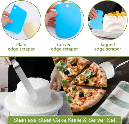168Pcs Cake Pan Sets for Baking + Cake Decorating Supplies: 3 Non-Stick Springform Pans Set (6, 8, 10 Inches), Icing Tips – Multi-Functional Leak-Proof Cheesecake Pan