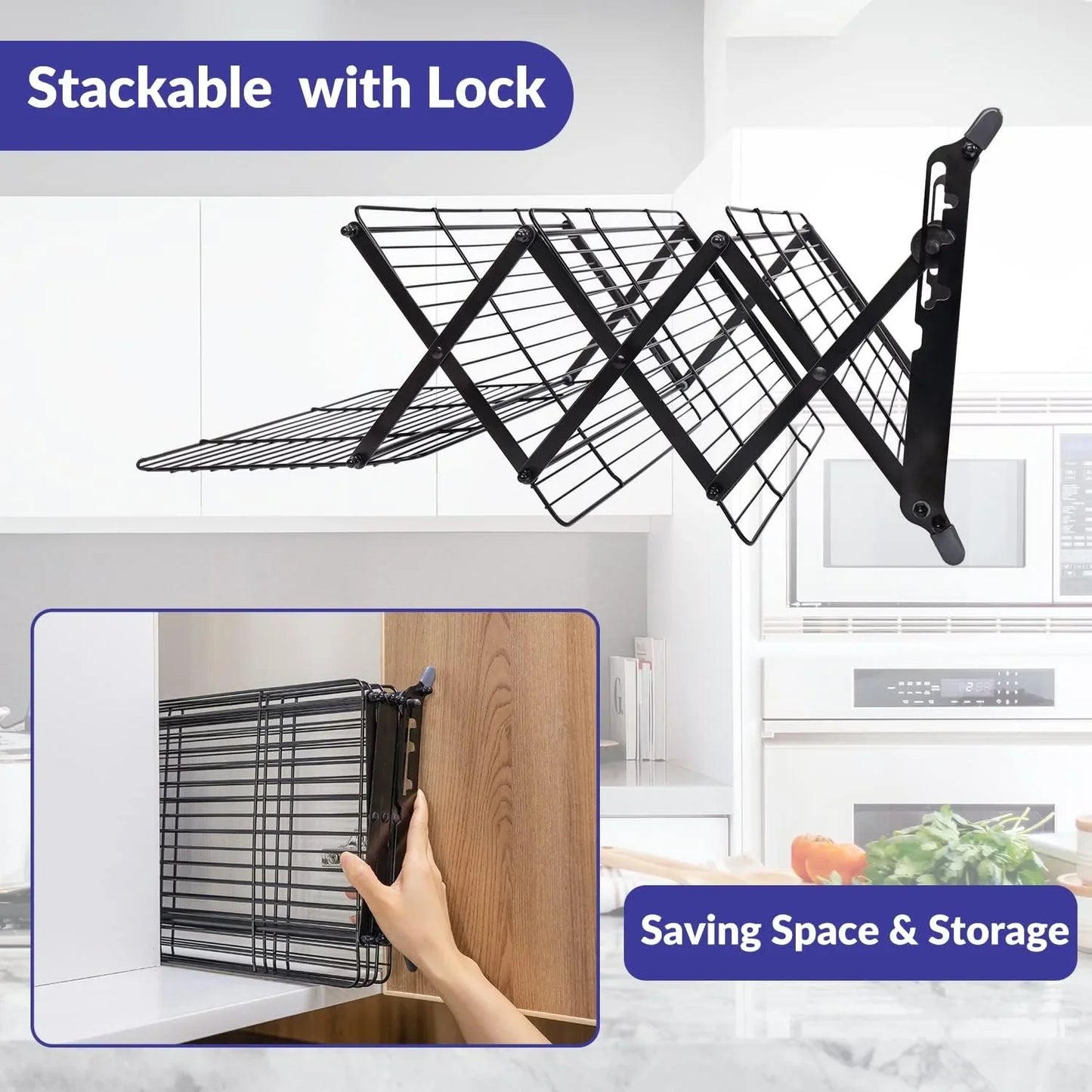 2/3/4-Tier Upgraded Collapsible Cooling Rack with Adjustable 3 Setting Design Stackable Roasting Cooking Drying Wire Cooling Rack for Cookies Baking Gifts for Women