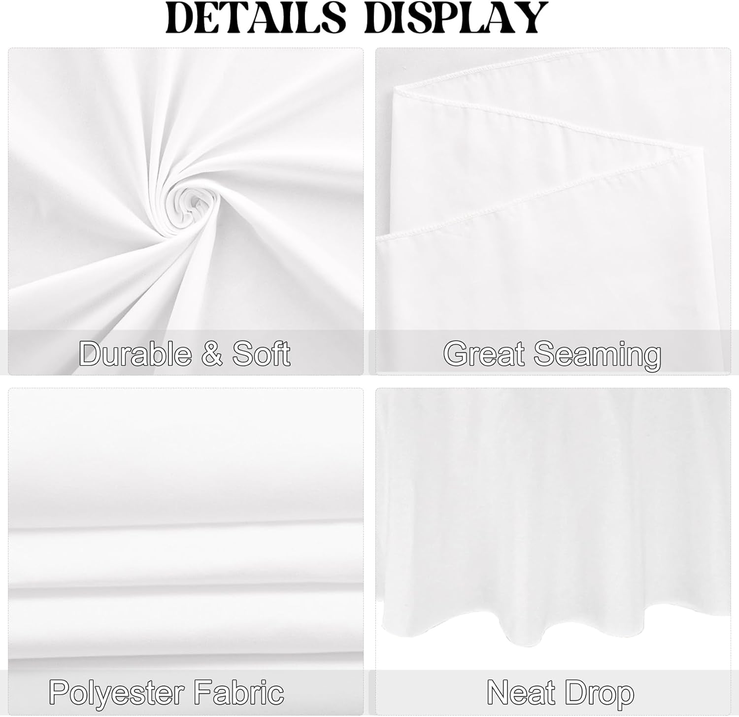 4 Pack round Tablecloth 90 Inch White Polyester Washable Decorative Fabric Table Covers for Wedding Dining Table Buffet Parties Banquet Decor