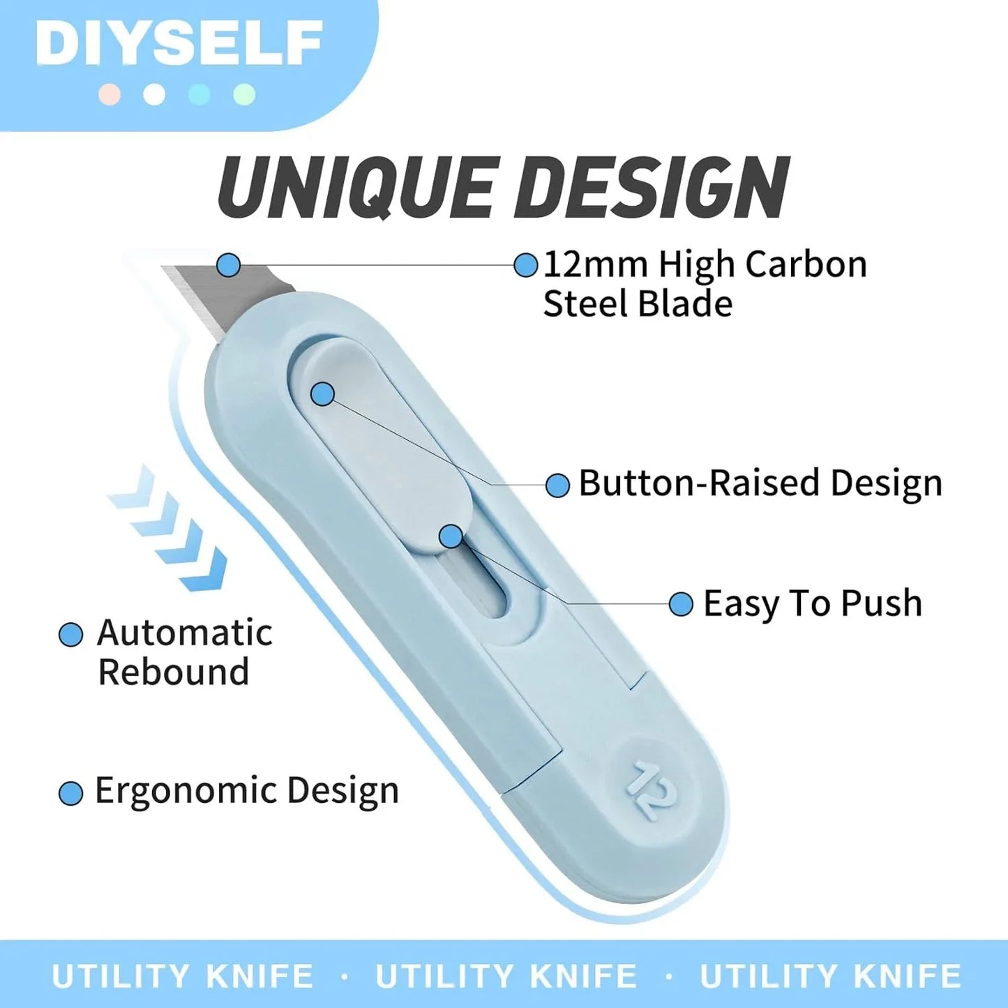 8 Pack Box Cutter, Box Cutter Retractable Letter Opener, Cute Utility Knife Exacto Knife for School, Razor Knife for Crafts, Paper, Packages, Small Box Cutters Bulk for Women Girls