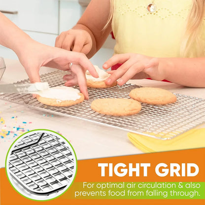 10 X 15 Inch Stainless Steel Cooling Rack for Cooking & Baking - Heavy Duty Cookie Cooling Rack for Kitchen - Oven Safe - Fits Jelly Roll Pan - Dishwasher Safe