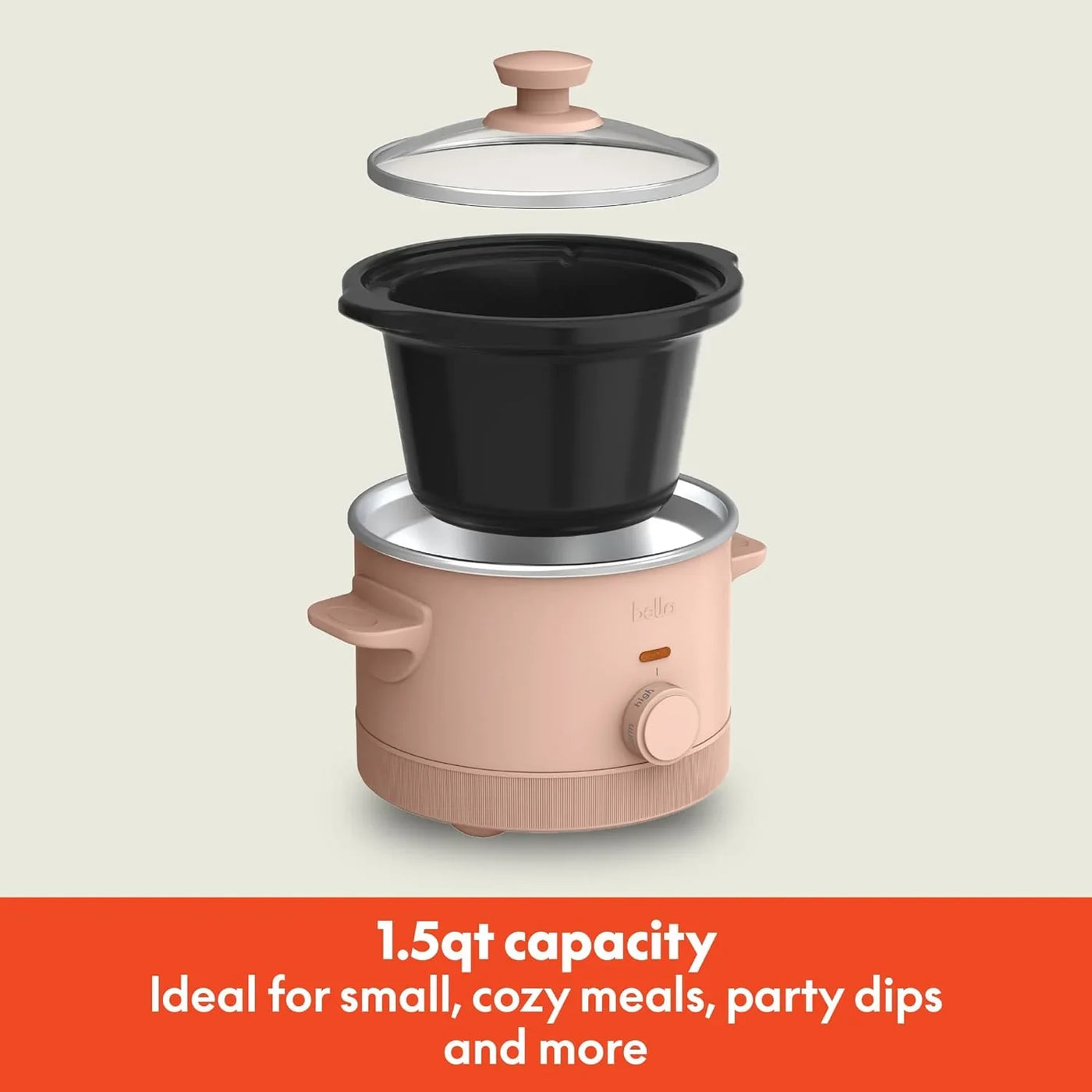 1.5 Qt Slow Cooker with 3 Heat Manual Control, Ceramic Nonstick Coating, Dishwasher Safe Stoneware Pot and Tempered Glass Lid, Tangle Free Cord Wrap & Cool Touch Handles, Blossom