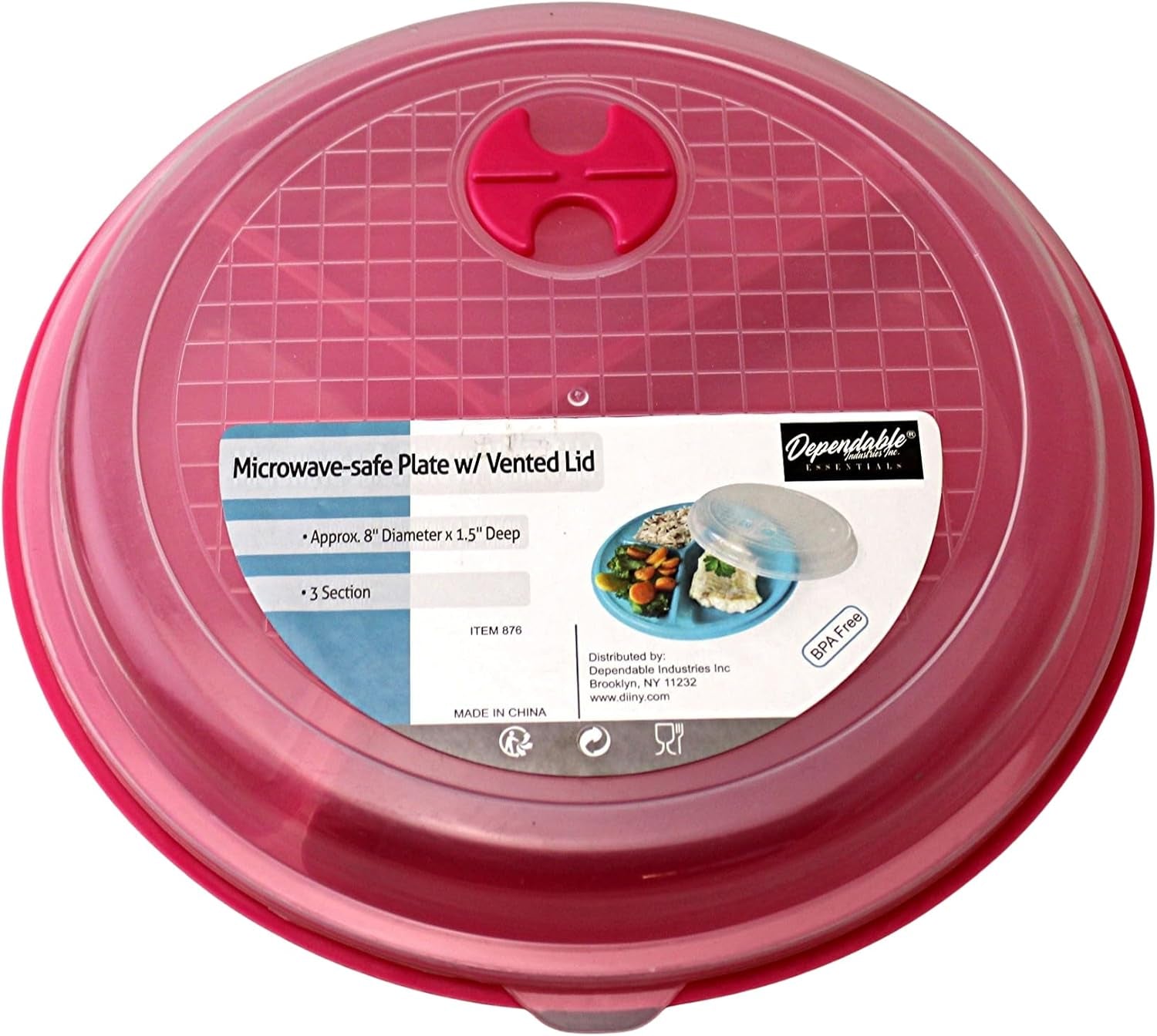 3-Pack Divided Microwave Plates with Vented Lids – Mixed Colors – Bpa-Free Reusable Plates for Portion Control, Meal Prep & Leftovers – Stackable, Freezer & Dishwasher Safe