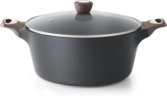 Nonstick Stock Pot with Lid, 2.6/4.5/6.6/8.5 QT Soup Pot Casserole Pot, Healthy Pasta Pot, Large Deep Cooking Pot, Big Sauce Pot Stew Pot, Induction Compatible, PFOA PFOS APEO Free, Black