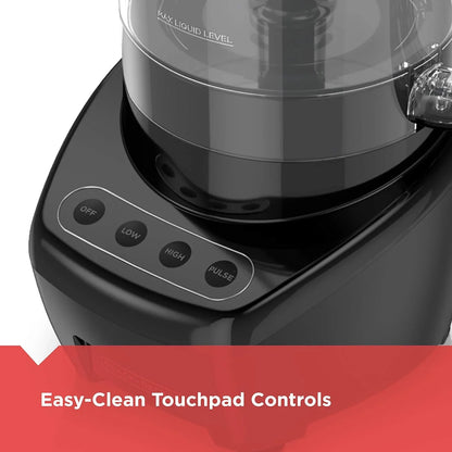 3-In-1 Easy Assembly 8-Cup Food Processor, Stainless Steel S-Blade, Easy-Clean, Touchpad Controls Black