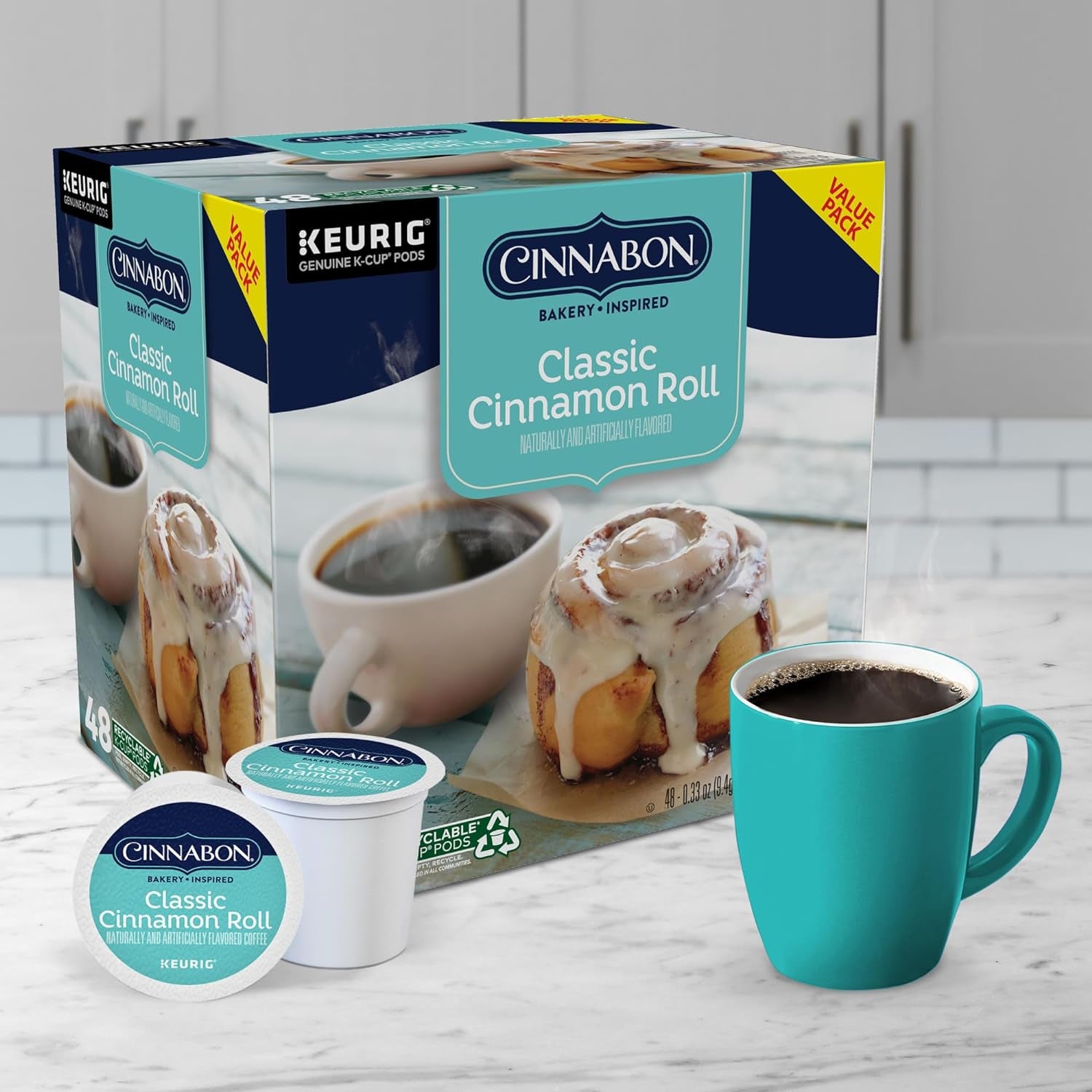 Classic Cinnamon Roll Keurig Single-Serve K-Cup Pods, Light Roast Coffee, 48 Count