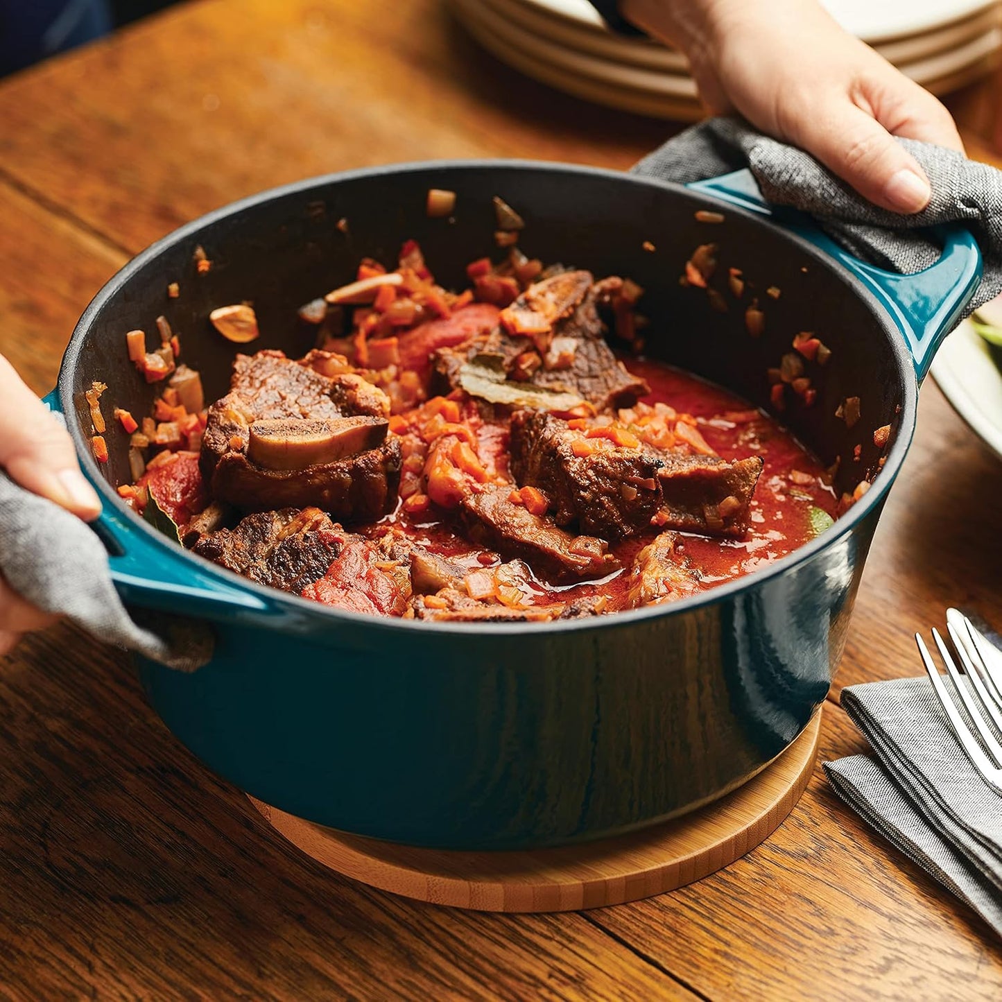 Enameled Cast Iron Dutch Oven/Casserole Pot with Lid, 5 Quart, Teal