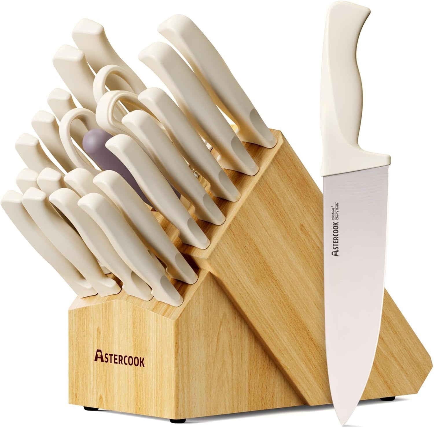Knife Set,  22-Piece Kitchen Knife Set with Block & Built-In Sharpener, Ultra-Sharp High Carbon Stainless Steel Knives, Dishwasher Safe, Ergonomic Anti-Slip Handle, Valentine'S Gift