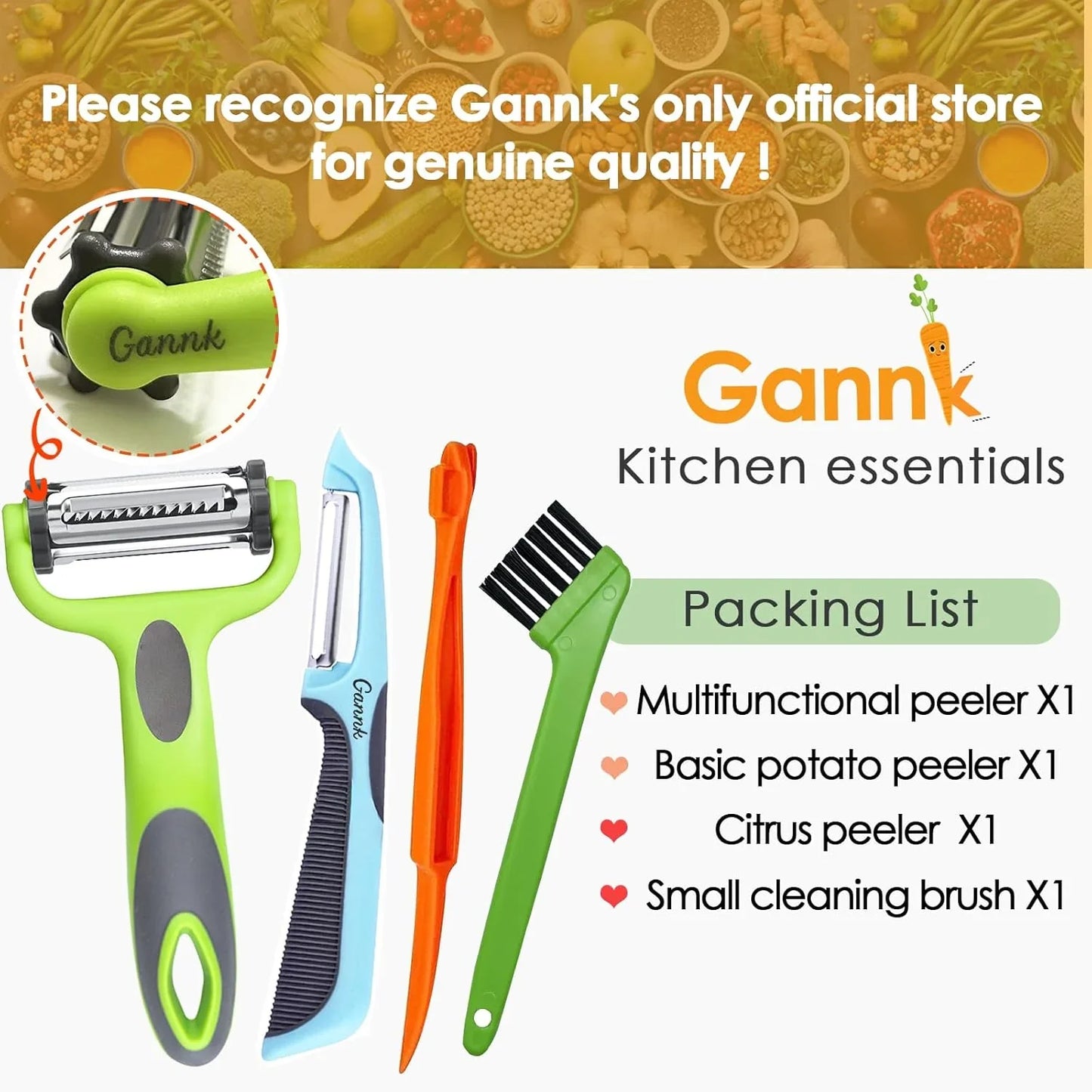 Potato Apple Vegetable Peelers for Kitchen, I and Y Peelers for Fruit Veggie Potatoes Carrot Cucumber, 3 in 1 Blade Spin Design with Julienne Function