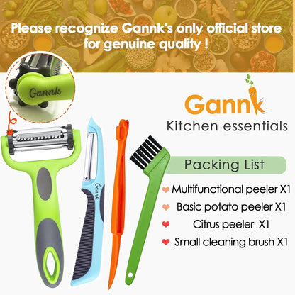 Potato Apple Vegetable Peelers for Kitchen, I and Y Peelers for Fruit Veggie Potatoes Carrot Cucumber, 3 in 1 Blade Spin Design with Julienne Function
