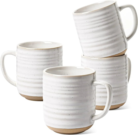 Coffee Mugs 12 Oz, Ceramic Coffee Cups for Latte, Hot Tea, Cappuccino, Mocha, Cocoa, Housewarming Wedding Present Mug Set - Set of 4, Arctic White
