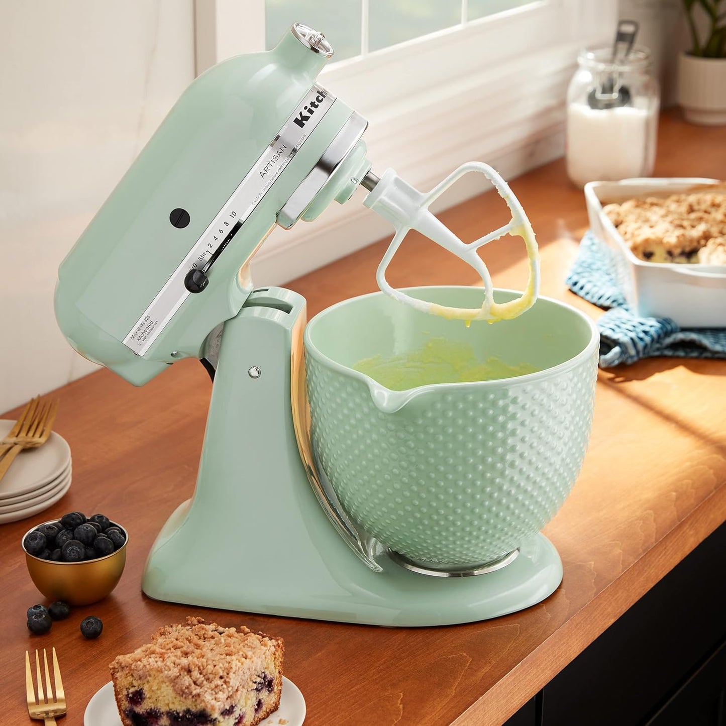 5 Quart Ceramic Bowl for All 4.5-5 Quart Tilt-Head Stand Mixers KSM2CB5TDD, Dew Drop