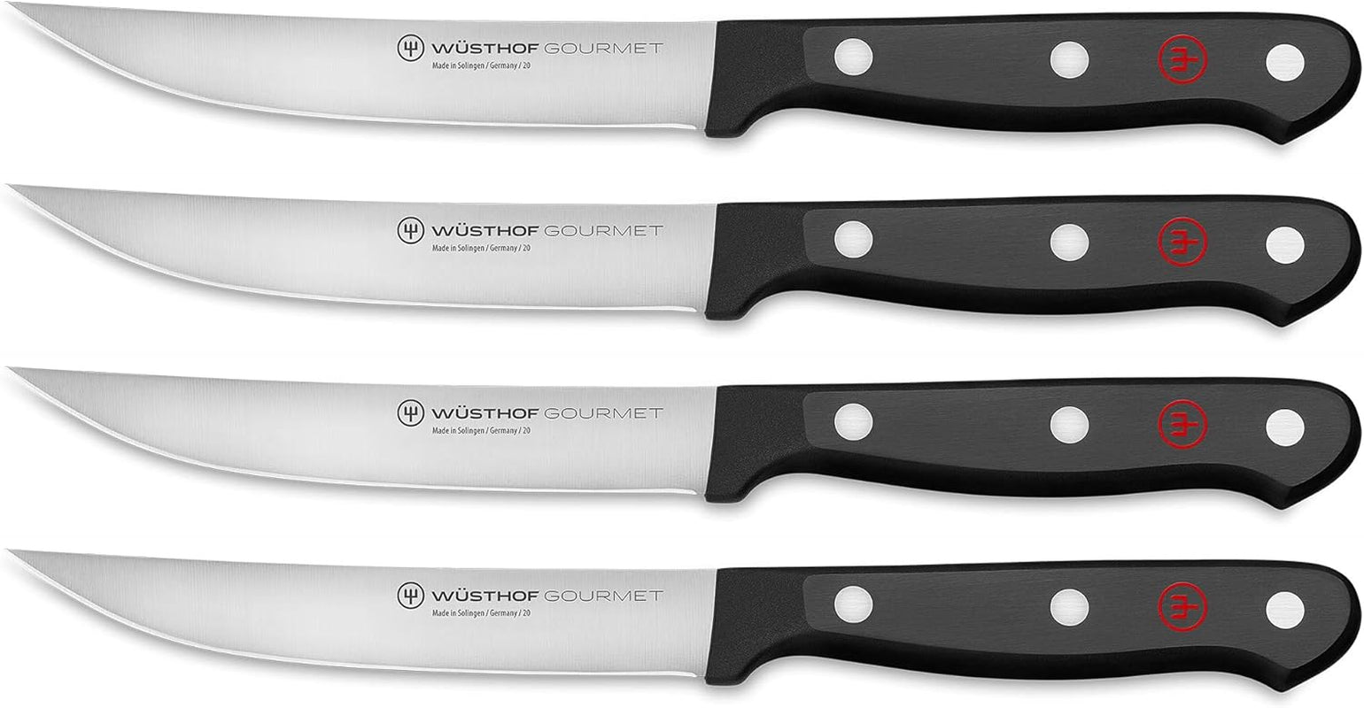 Gourmet 4-Piece Steak Knife Set, Black