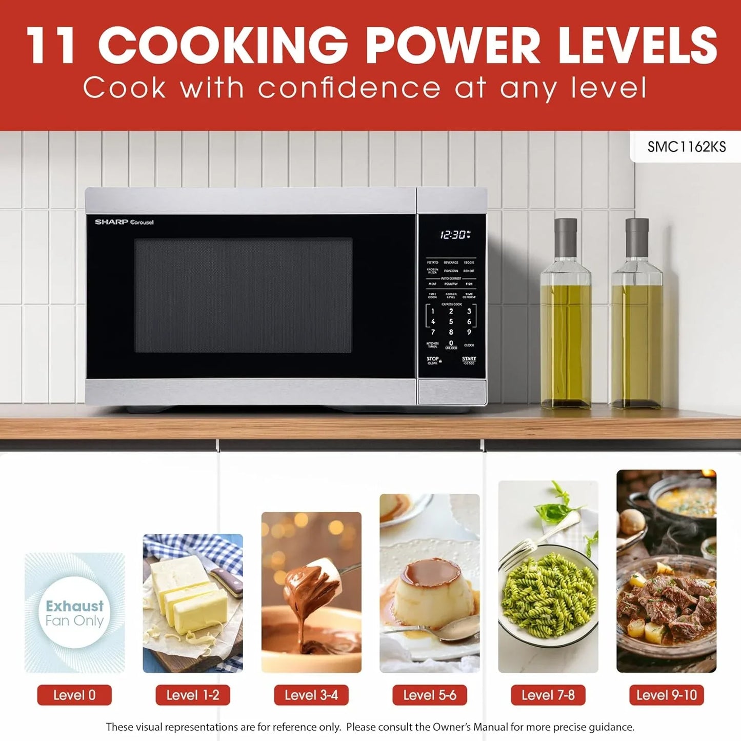 Countertop Microwave Oven with Removable 12.4" Carousel Turntable, 1000 Watt, 1.1 Cubic Feet, Stainless Steel