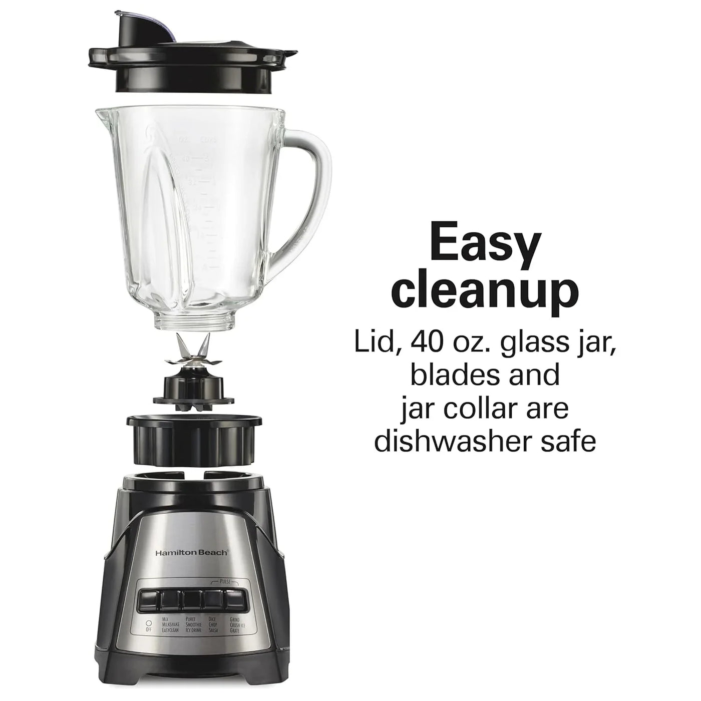 Power Elite Wave Action Blender for Smoothies, 40 Oz Glass Jar, 12 Functions Including Puree, Crush Ice, 700 Watts - Black (58148A)