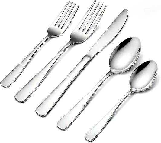 20 Piece Silverware Set - Stainless Steel Silverware Sets for 4 Include Spoon, Forks, Knives, Mirror Polished Flatware Set for Home, Kitchen, Restaurant, Dishwasher Safe