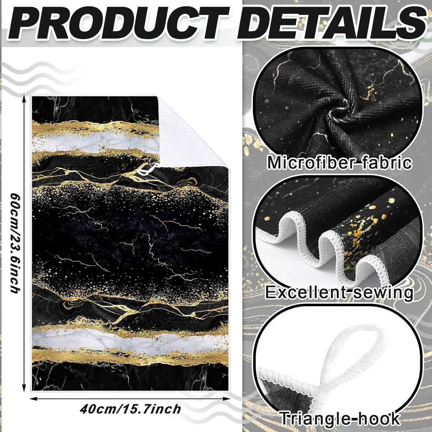 4 Pcs Marble Kitchen Towels Black and Gold Bathroom Hand Towels Absorbent Marble Tea Washcloths for Spring Bathroom Decor Kitchen Accessories Gifts